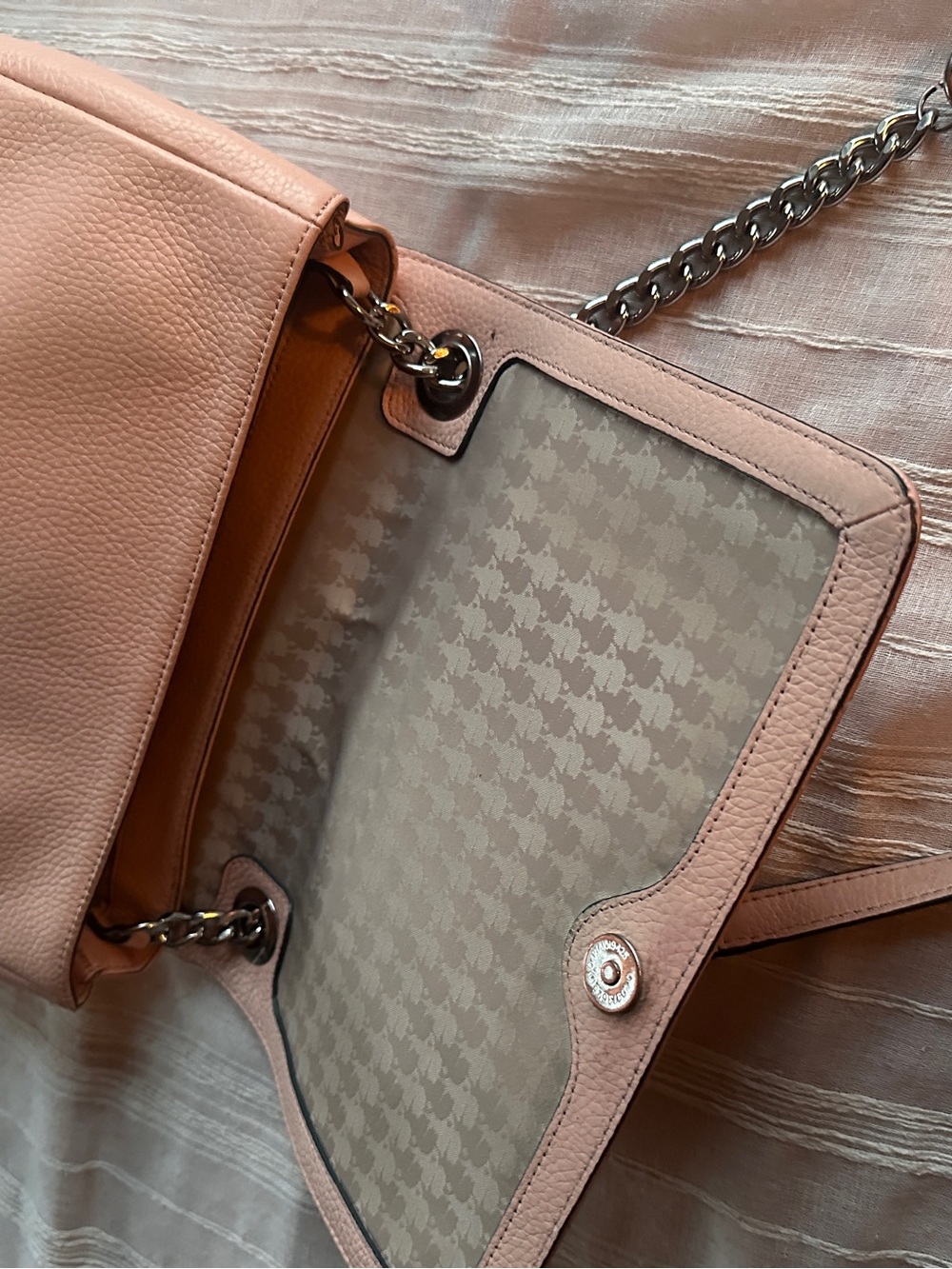 Karl Lagerfeld Paris Charlotte Quilted Chevron Shoulder Bag in Blush Pink - Picture 5 of 13